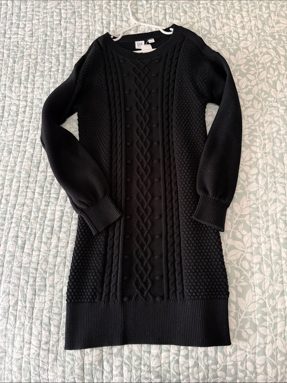 GAP Black Cable-Knit Long Sleeve Sweater Dress